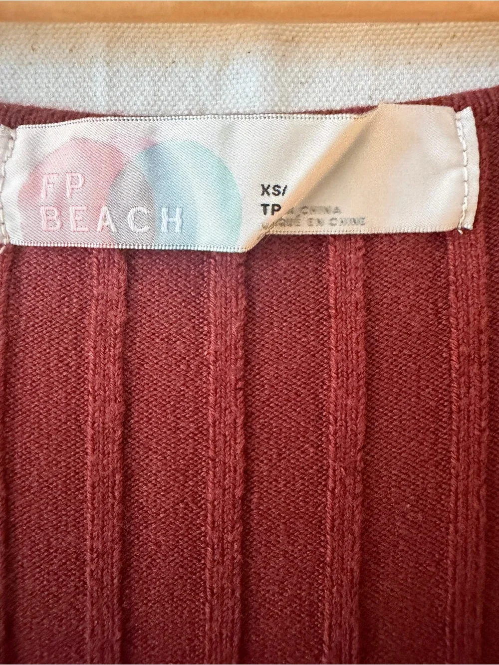 Free People Ribbed V-Neck Long Sleeve Dress in Rust